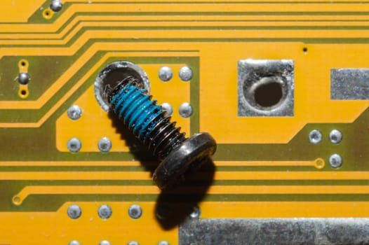 Electronic circuit board abstract background. computer motherboard close up. modern technologies. micro elements of computer with connections and traces. Intelligent technology