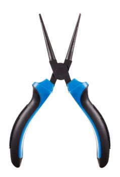 pliers with blue-black pen isolated on white