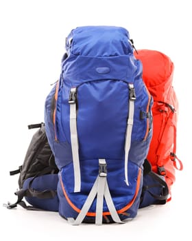 Large touristic backpacks isolated on white background