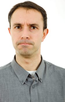 young casual man portrait, isolated on white