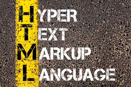 Business Acronym BMI - Body Mass Index..Yellow paint line on the road against asphalt background. Conceptual image