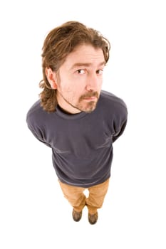 young casual man full body in a white background