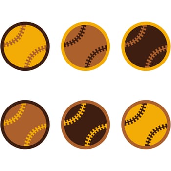 Icon set showing a baseball in flat style design using different colors