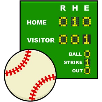 Icon illustration showing a baseball in front of a simplified scoreboard
