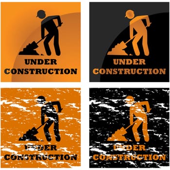 Icon illustration showing four different styles applied to a construction notice sign