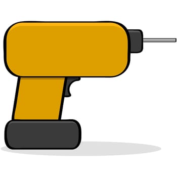 Cartoon illustration showing a portable drill tool