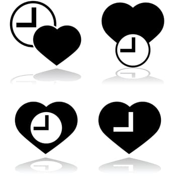 Icon showing a heart and a clock to symbolize heart rate