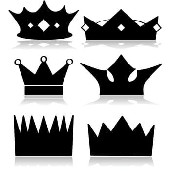 Icon set showing different types of royal crowns
