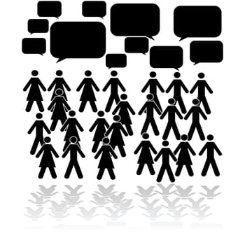 Concept illustration showing a group of people talking at the same time