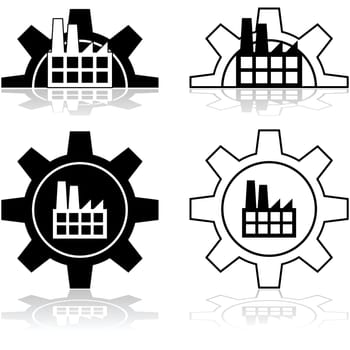 Concept illustration showing a factory combined with a gear wheel