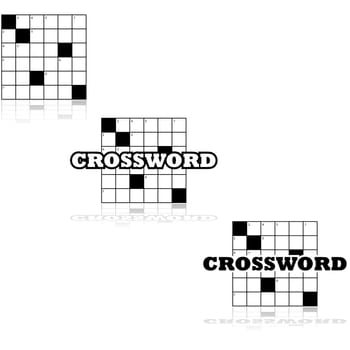 Icon set of a small section of a crossword puzzle