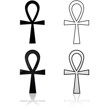 Icon set showing different representations of the ancient Egyptian symbol ankh