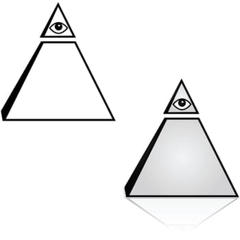 Concept illustration showing a pyramid with an eye on top