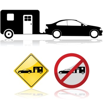 Icon illustration of a trailer attached to a car