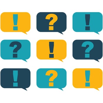 Flat style design speech bubbles with question and exclamation marks