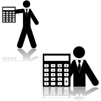 Icon showing a person alongside a calculator, symbolizing an accountant