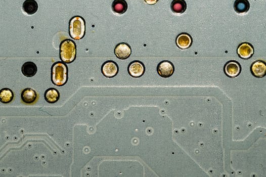 Electronic circuit board abstract background. computer motherboard close up. modern technologies. micro elements of computer with connections and traces. Intelligent technology