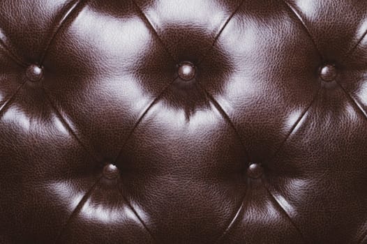 Leather upholstery texture of sofa. brown luxury couch close up background