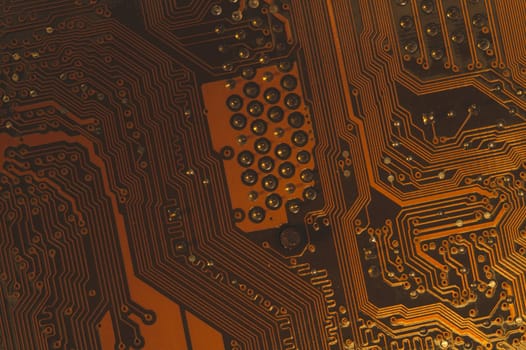 Electronic circuit board abstract background. computer motherboard close up. modern technologies. micro elements of computer with connections and traces. Intelligent technology