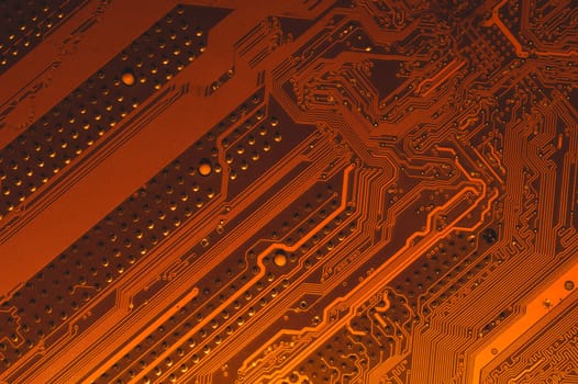 Electronic circuit board abstract background. computer motherboard close up. modern technologies. micro elements of computer with connections and traces. Intelligent technology