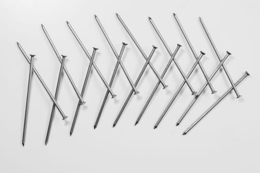 Metal nails isolated on white background