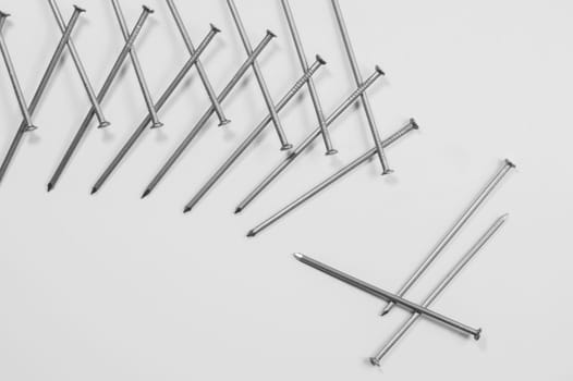 Metal nails isolated on white background