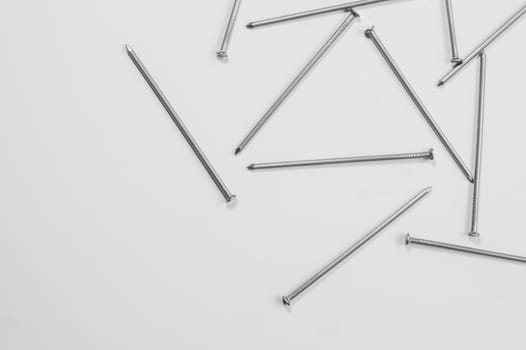Metal nails isolated on white background