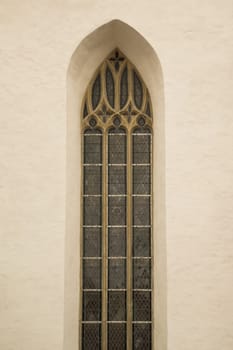Facade of the old house with an unusual decoration
