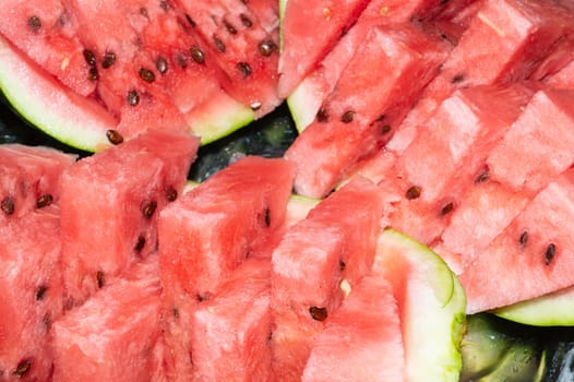 Watermelon pieces close up. fresh juicy fruit background