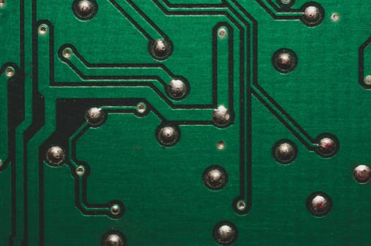 Electronic circuit board abstract background. computer motherboard close up. modern technologies. micro elements of computer with connections and traces. Intelligent technology