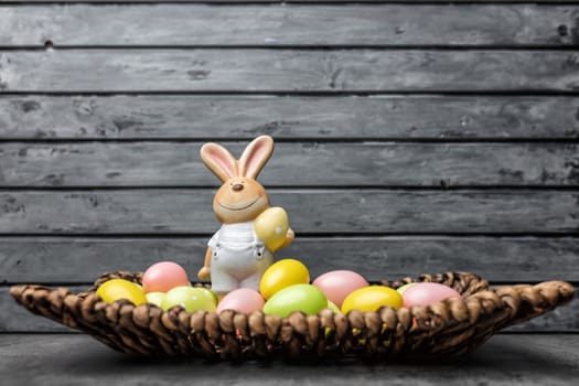 Traditional seasonal Easter holiday bunny and eggs
