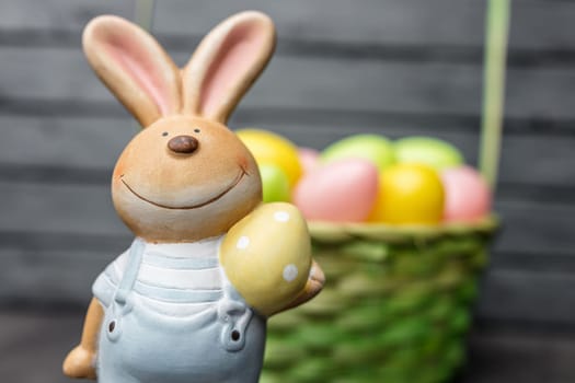 Traditional seasonal Easter holiday bunny and eggs
