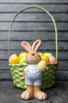 Traditional seasonal Easter holiday bunny and eggs