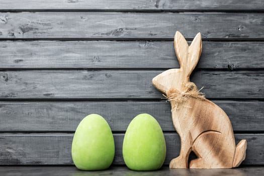 Traditional seasonal Easter holiday bunny and eggs