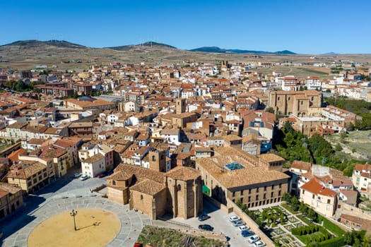 Panoramic view ofAgreda, with historical category of town, Spanish town in the province of Soria, San Miguel Church in the foreground