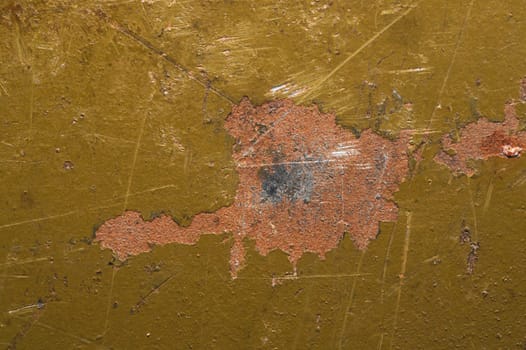 Rusty steel texture. rough metal plate with marks and scratches. painted iron background