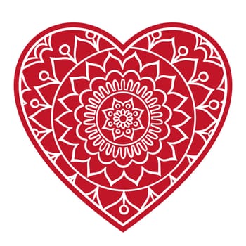 Doodle heart Valentines Day love symbol. Floral heart shape. Decorative round flower. Graphic design element for wedding invitation, birthday card, baby shower, flyer, sticker. Vector illustration.