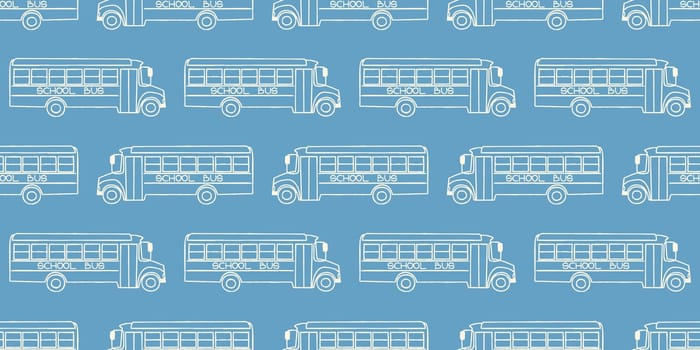 Seamless pattern with school busses, back to school pattern. Endless tileable vector illustration