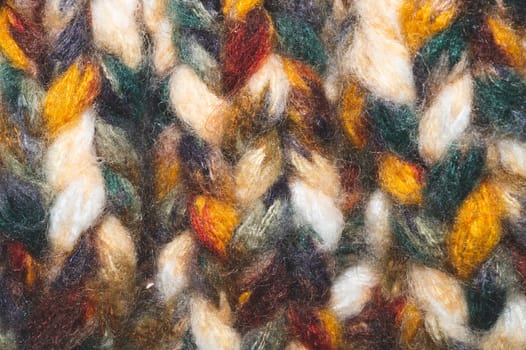 Colorful wool yarn. woolen fabric background. knitted textile close up
