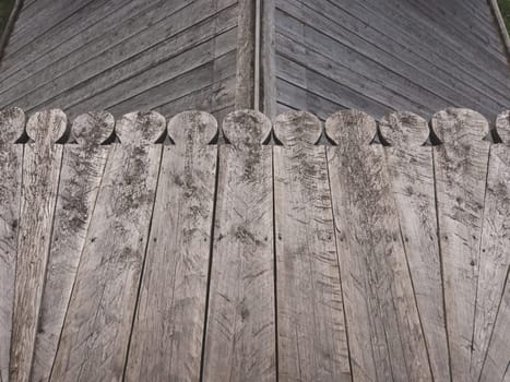 Carved wooden planks background. detail of the traditional roof of a village house