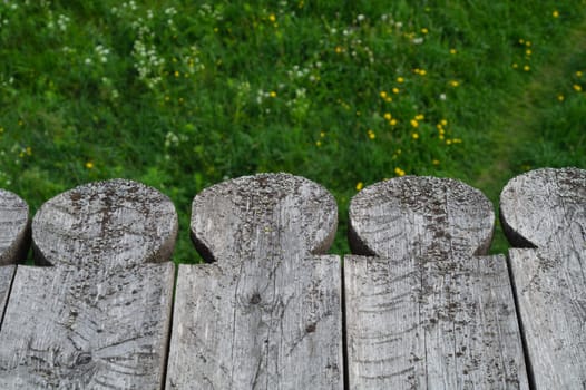 Carved wooden planks background. detail of the traditional roof of a village house