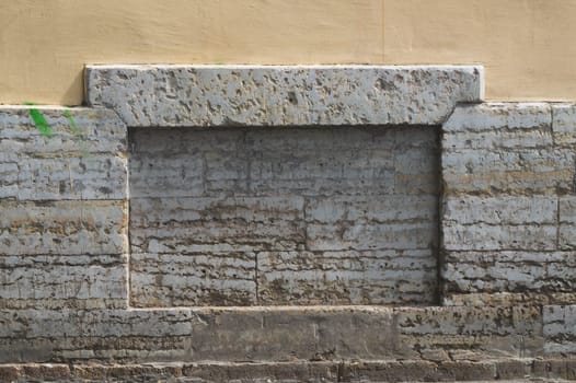 Rough wall of ancient house. uneven surface