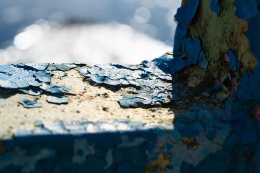Cracked paint on the old surface macro