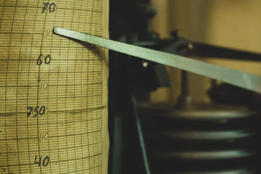 Retro hygrometer. vintage weather station. measurement of humidity