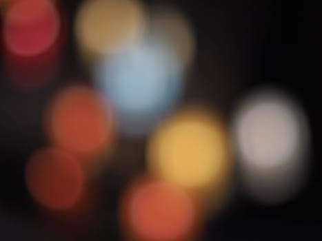 Colorful blur light hexagon bokeh background. Abstract Christmas festival defocused background.