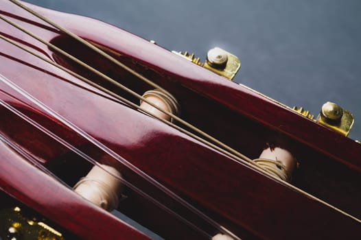 Guitar headstock close up. acoustic musical instrument