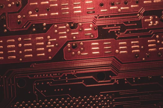 Electronic circuit board abstract background. computer motherboard close up. modern technologies. micro elements of computer with connections and traces. Intelligent technology