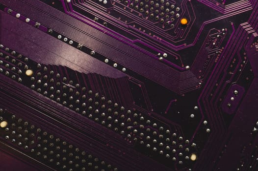 Electronic circuit board abstract background. computer motherboard close up. modern technologies. micro elements of computer with connections and traces. Intelligent technology