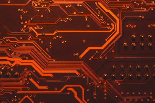 Electronic circuit board abstract background. computer motherboard close up. modern technologies. micro elements of computer with connections and traces. Intelligent technology