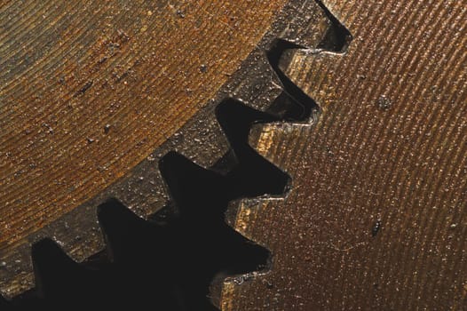 Gears of industrial machine. detail of mechanism. old cogwheels. mechanical parts of machinery